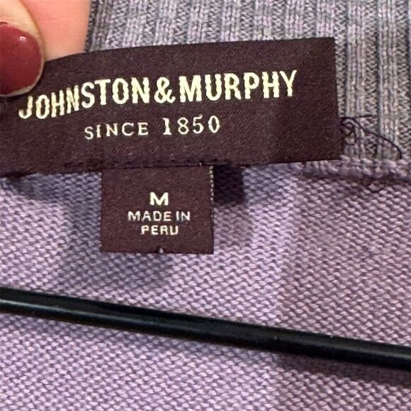 Johnston & Murphy Purple Pima Cotton Sweater Vest M Mock Neck Snap Button Preppy - Picture 6 of 8